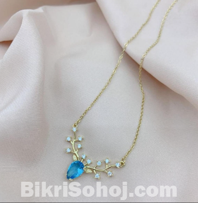 Gold Plated Branch Necklace with Crystal Elegant.